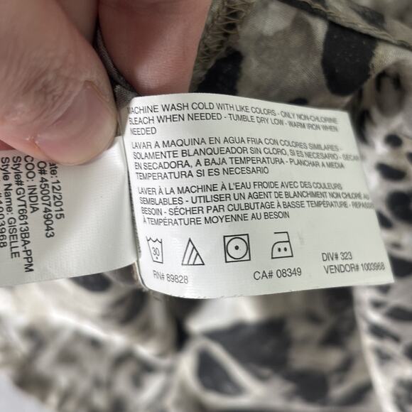 90s Gloria Vanderbilt Top Large Modal Animal Leopard Pleated Neutrals Tunic Loud - Picture 13 of 14